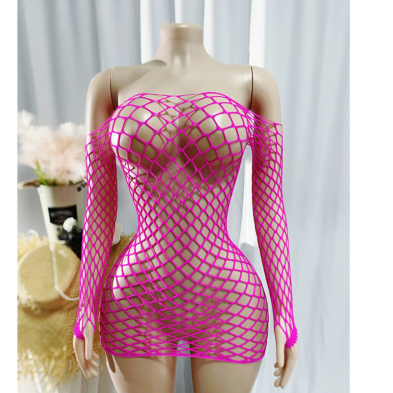 Cover Up Kaftan - Women Long Sleeve Fishnet Cover Up