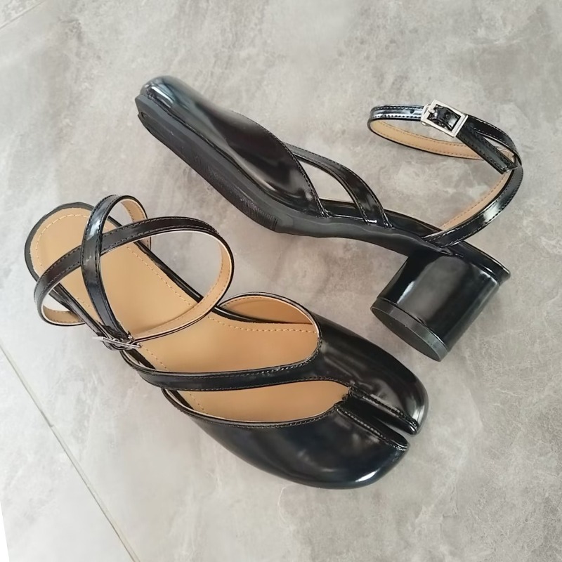 Sandal Strappy Heeled - Mary Jane Split-Toe Shoes New Women