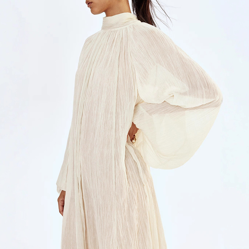 Ladies O-neck Long Sleeved Ple - огляд і ціна Linen Dress Wrap
