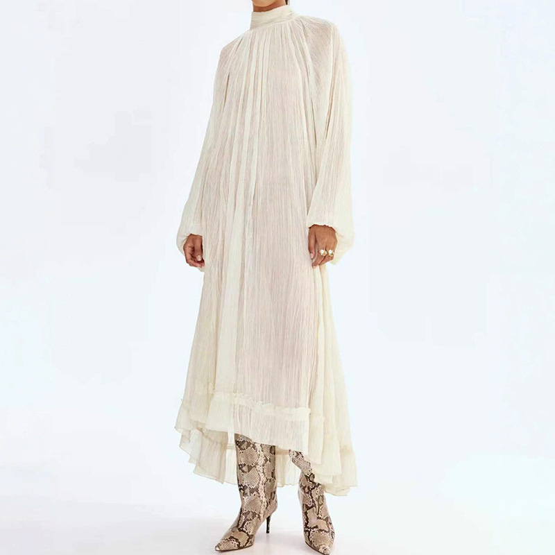Ladies O-neck Long Sleeved Ple - огляд і ціна Linen Dress Wrap