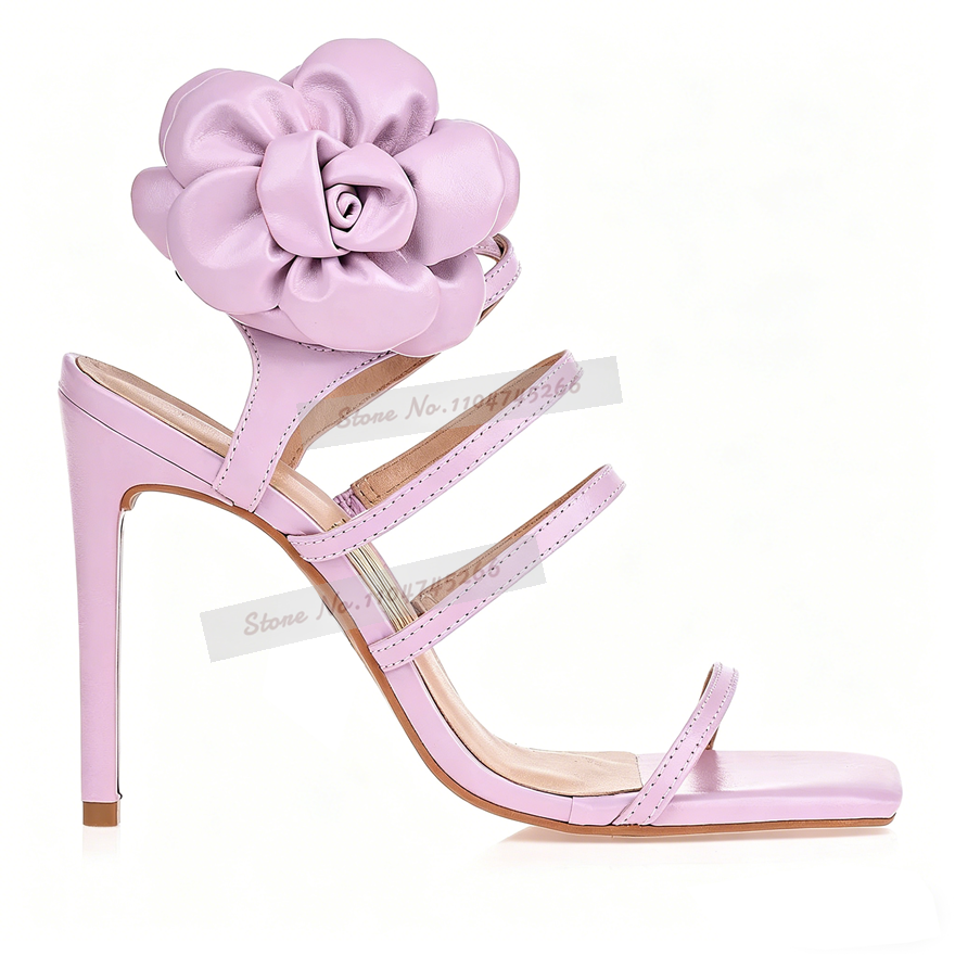 Pink Matte Big Flower Embellis - огляд і ціна Sandal Strappy Heeled