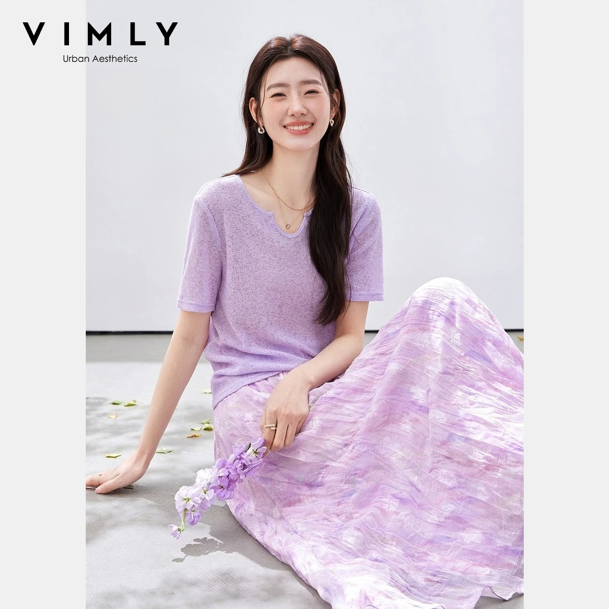 VIMLY Women's Purple Floral Pr - огляд і ціна Midi Skirt Floral