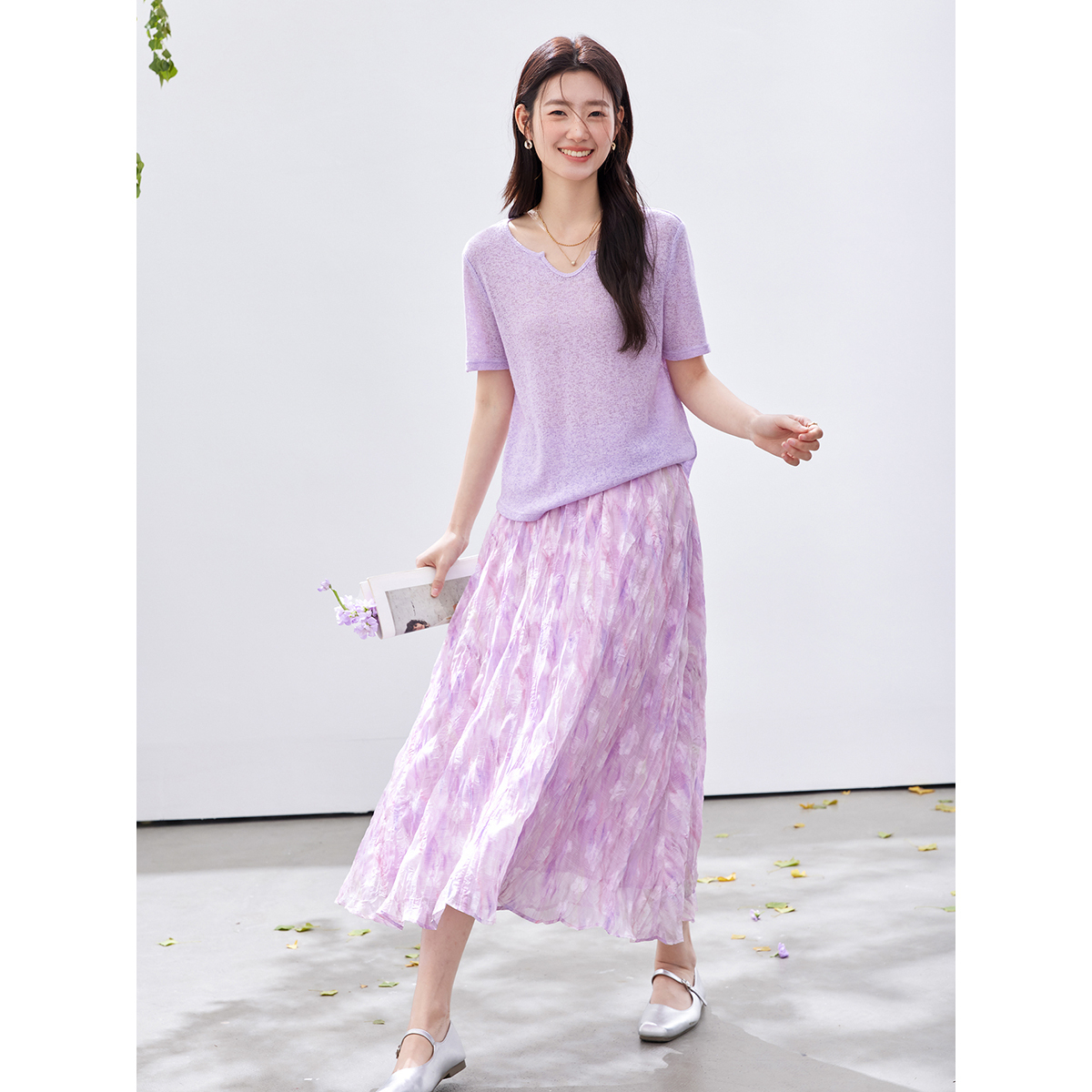 VIMLY Women's Purple Floral Pr - огляд і ціна Midi Skirt Floral