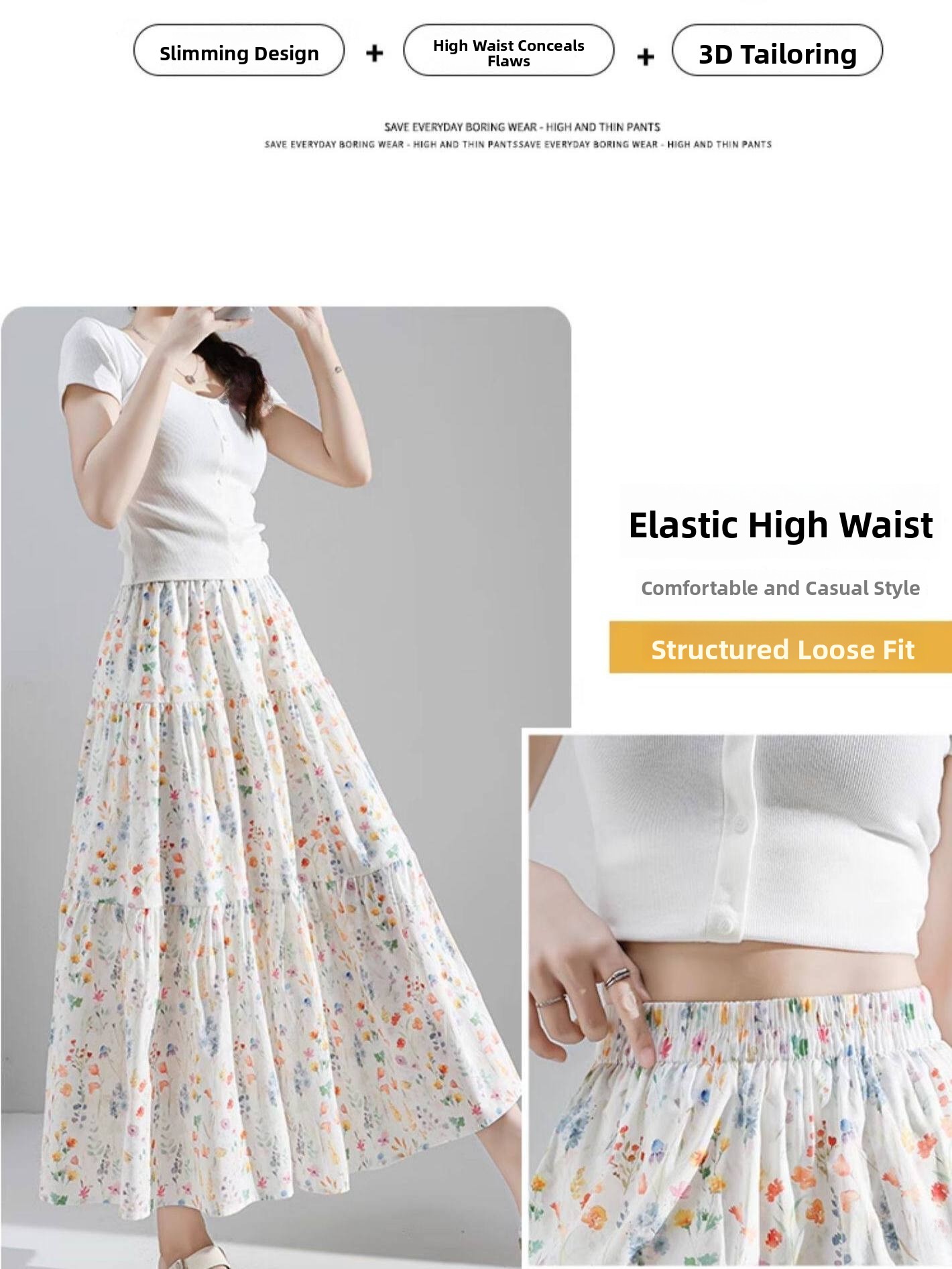 plus Size Floral Print A-Line  - огляд і ціна Midi Skirt Floral