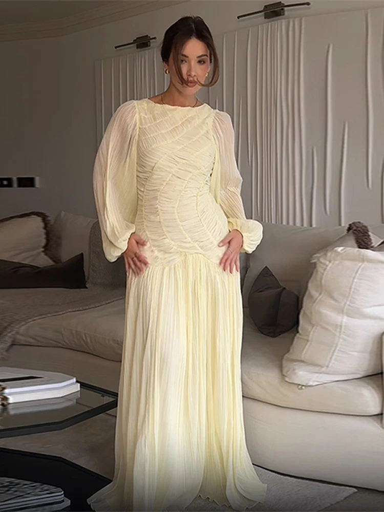 BWQ Elegant Chiffon Pleated Lo - огляд і ціна Linen Dress Wrap
