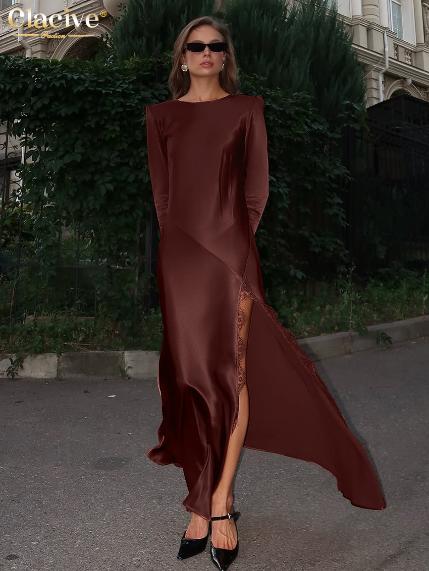 Clacive Fashion Loose Dark Red - огляд і ціна Linen Dress Wrap
