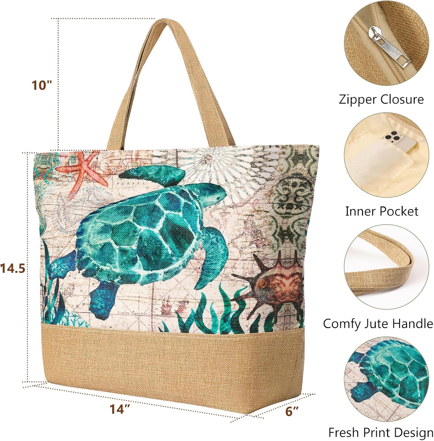 Large Beach Bag for Women with - огляд і ціна Tote Bag Beach