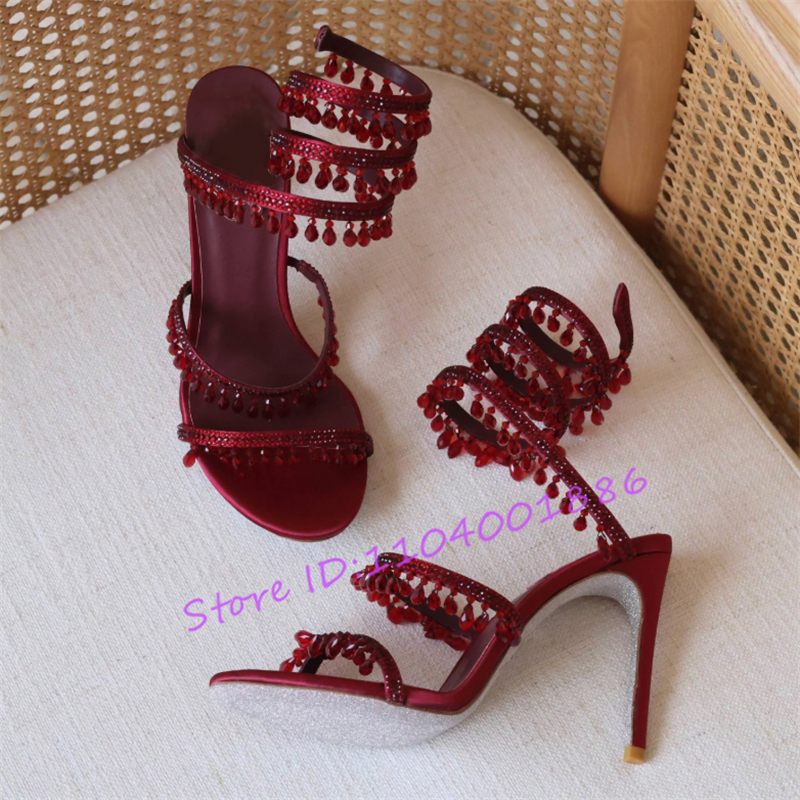 Rhinestone Snake Shape Ankle S - огляд і ціна Sandal Strappy Heeled