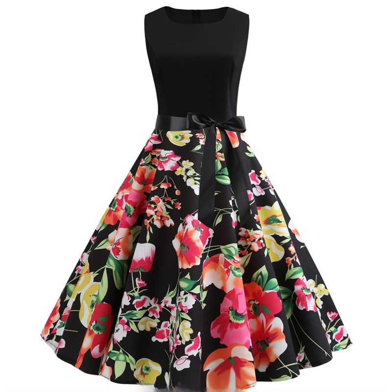 Retro Floral Print Maxi Dress  - огляд і ціна Midi Skirt Floral