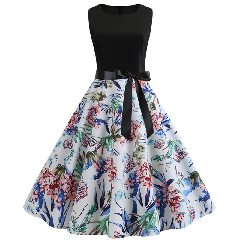 Retro Floral Print Maxi Dress  - огляд і ціна Midi Skirt Floral