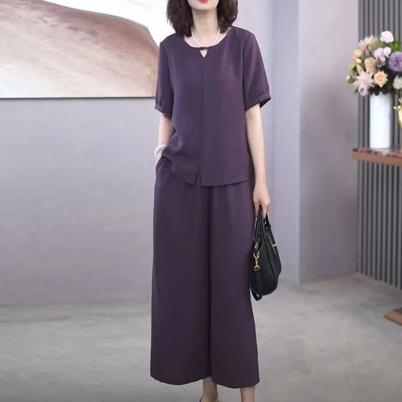 Women Purple Tencel Linen Two  - огляд і ціна Linen Pant Wide