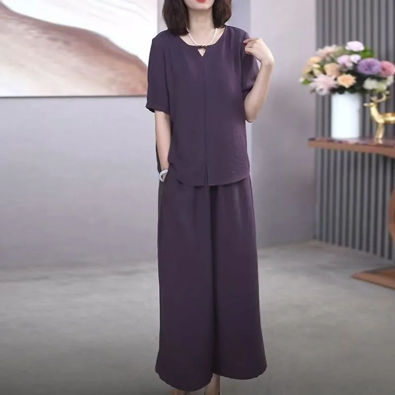 Women Purple Tencel Linen Two  - огляд і ціна Linen Pant Wide