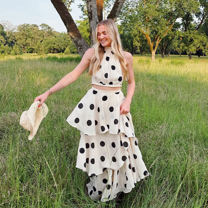 Vintage Polka Dot Matching Set - огляд і ціна Crop Top Crochet