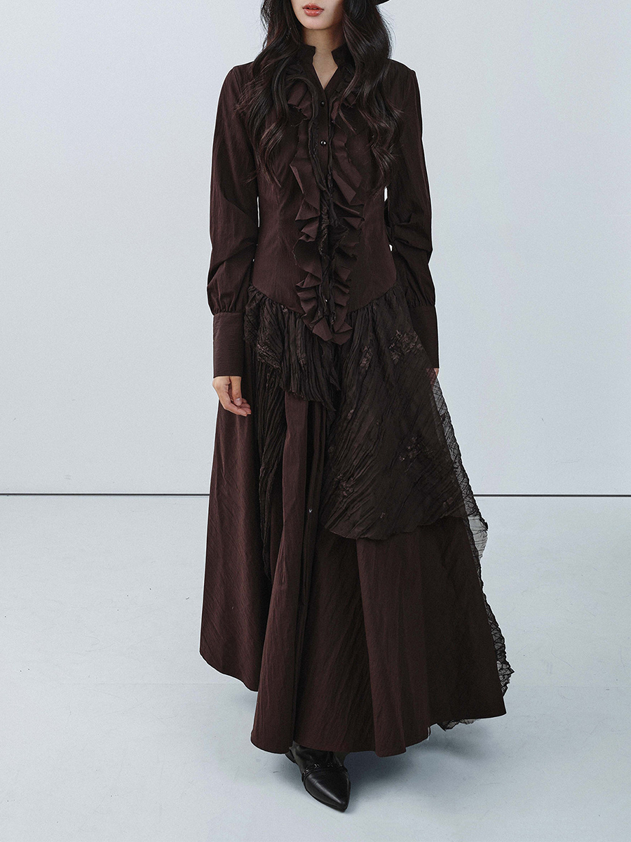 TWOTWINSTYLE Brown Spliced Fol - огляд і ціна Linen Dress Wrap