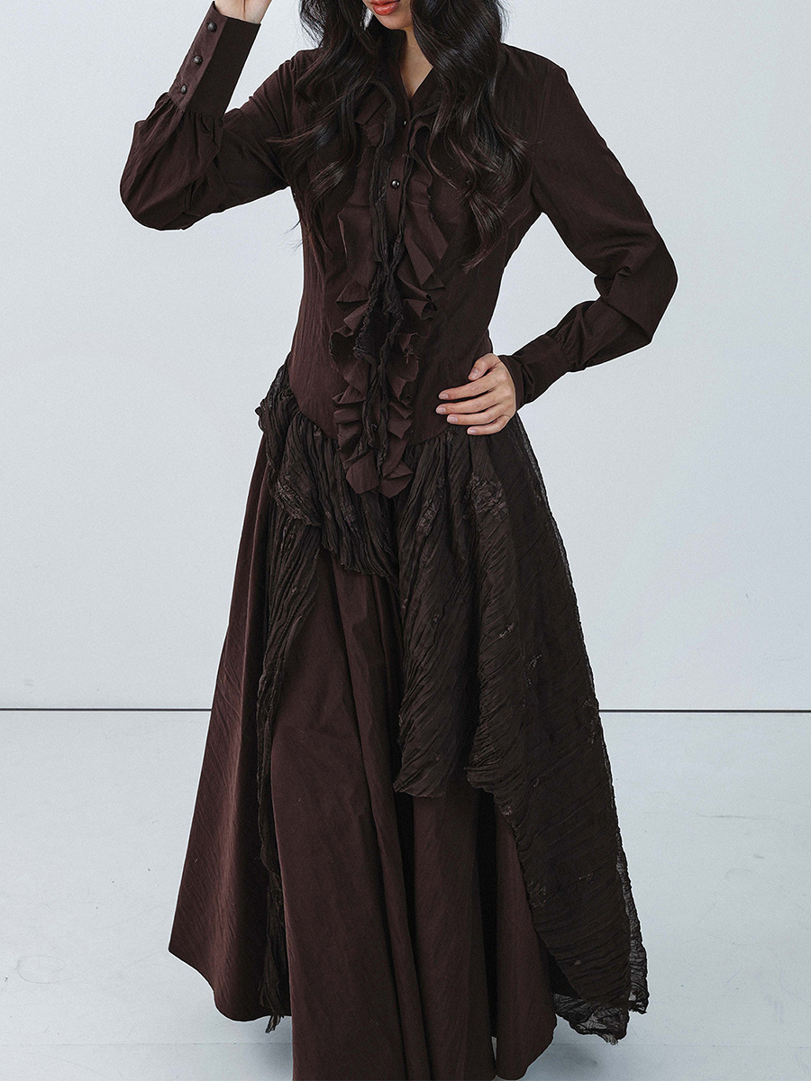 TWOTWINSTYLE Brown Spliced Fol - огляд і ціна Linen Dress Wrap
