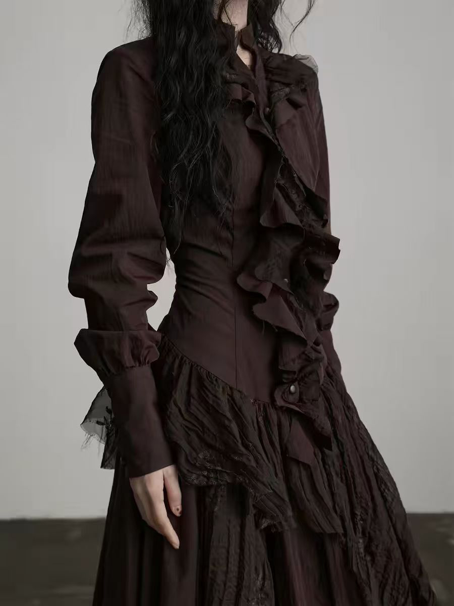 TWOTWINSTYLE Brown Spliced Fol - огляд і ціна Linen Dress Wrap