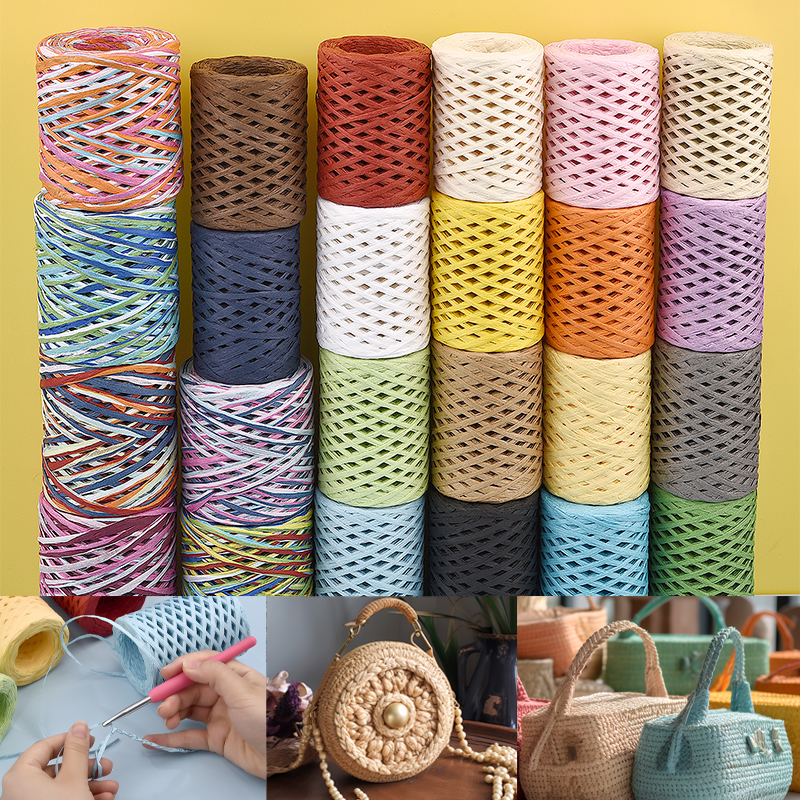 100M Natural Raffia Straw Yarn - огляд і ціна Crochet Bag Raffia