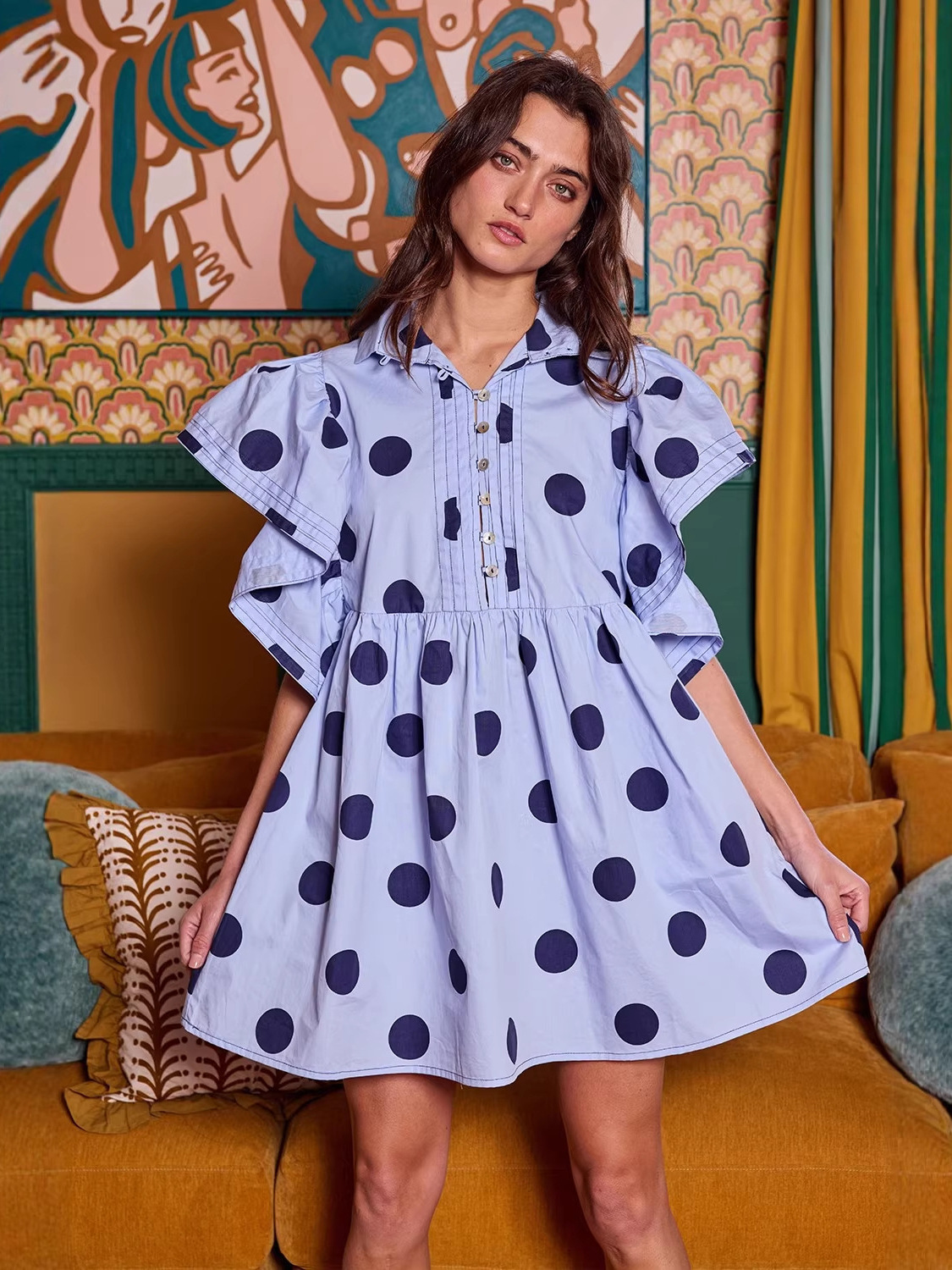 Spring Summer Polka Dot Print  - огляд і ціна Blouse Off Shoulder