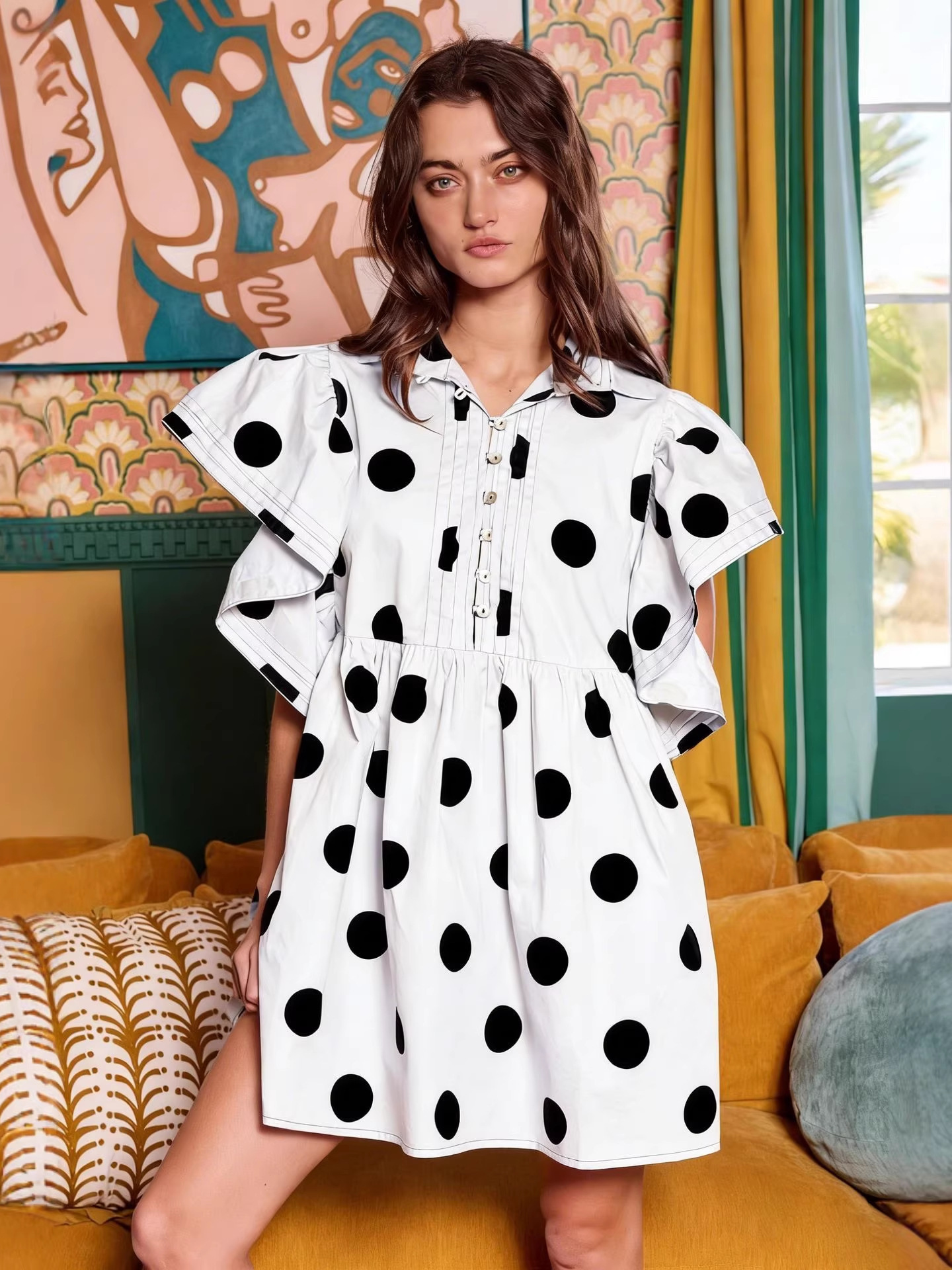 Spring Summer Polka Dot Print  - огляд і ціна Blouse Off Shoulder