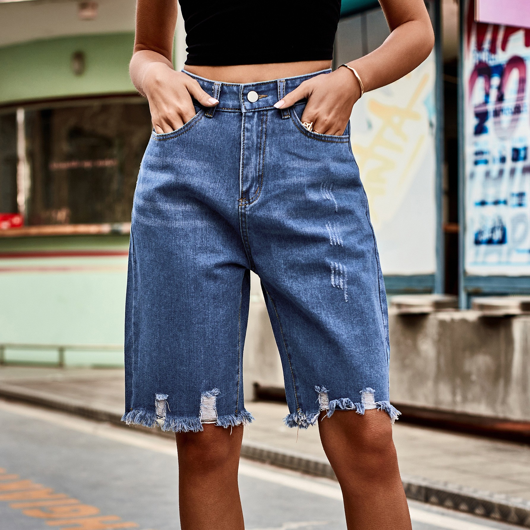 Summer Women's Clothing Distre - огляд і ціна Shorts Denim Frayed