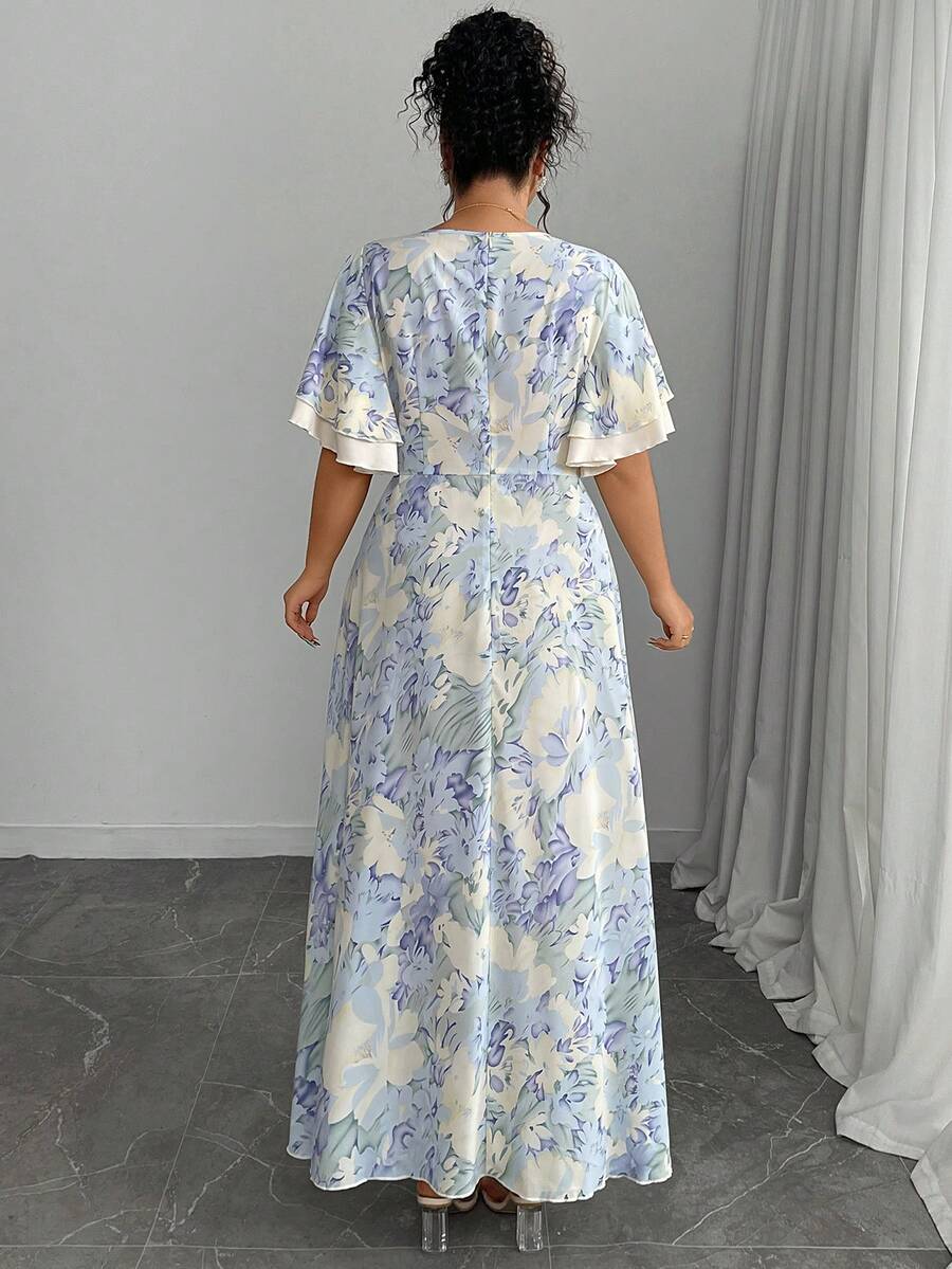 Plus Size Floral Print Square  - огляд і ціна Midi Skirt Floral