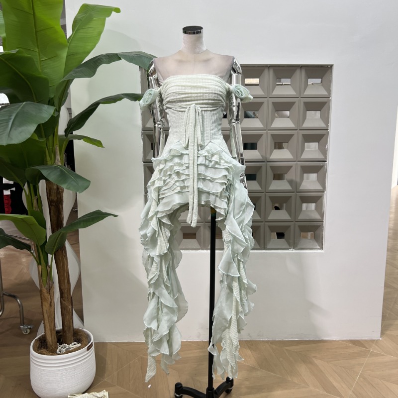 KBQ Solid Spliced Tassel Irreg - огляд і ціна Maxi Dress Halter