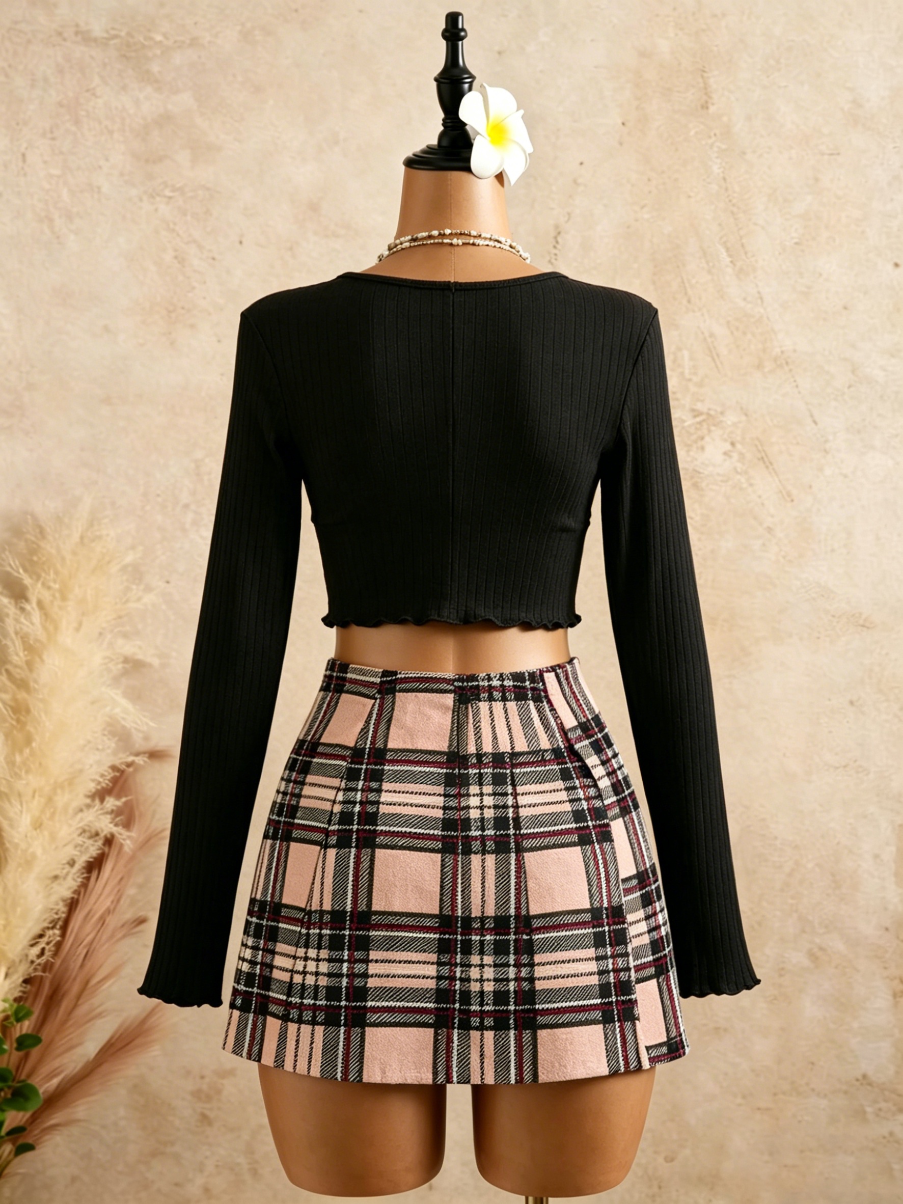 Women Black Wrap V Neck Ruffle - огляд і ціна Crop Top Crochet