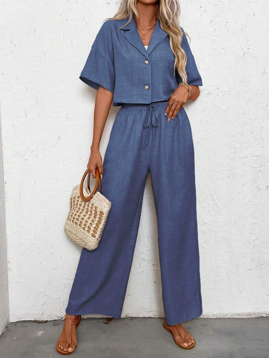 Womens Linen Short Sleeve Shir - огляд і ціна Linen Pant Wide