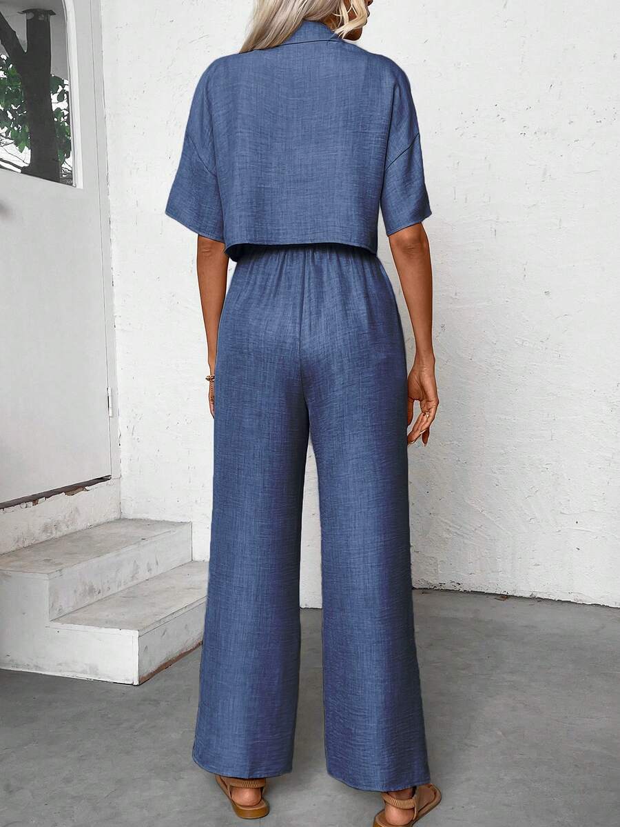 Womens Linen Short Sleeve Shir - огляд і ціна Linen Pant Wide
