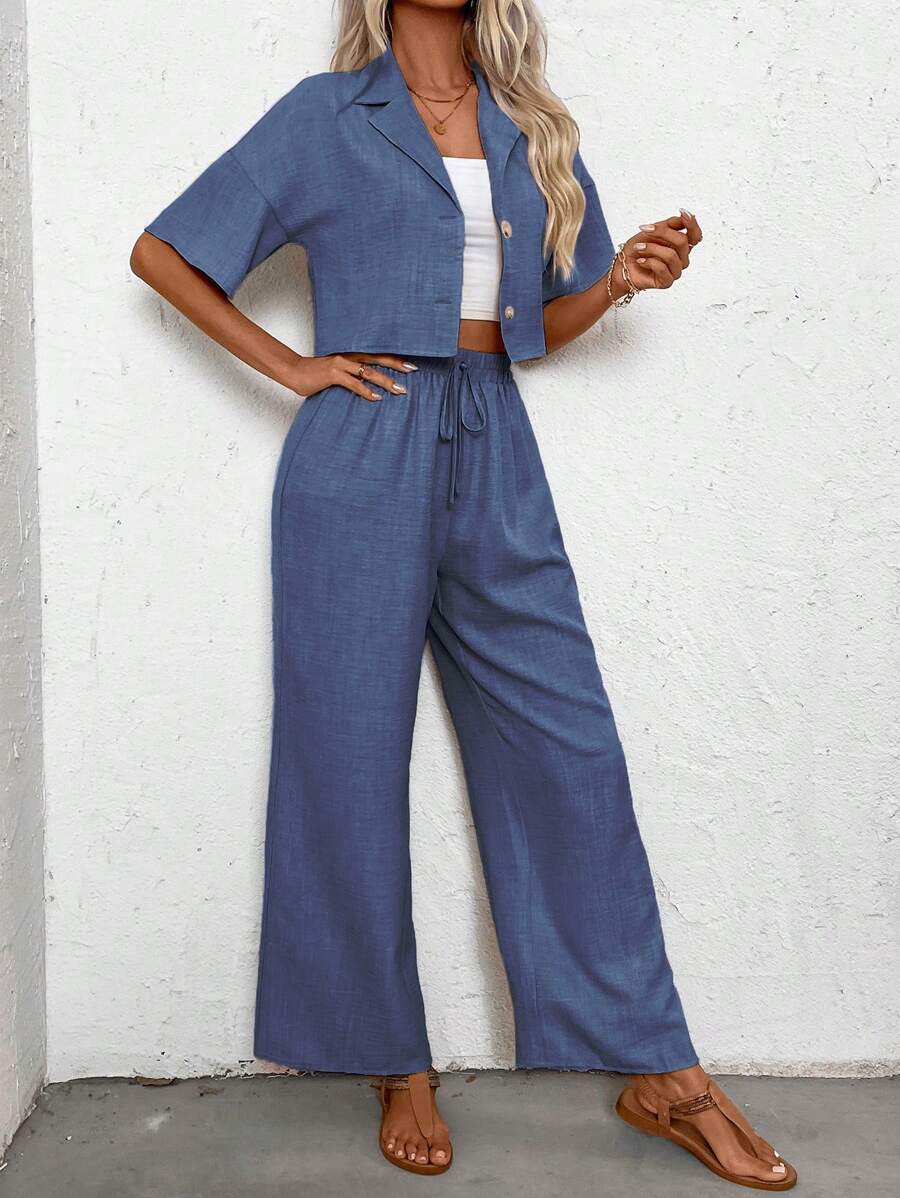 Womens Linen Short Sleeve Shir - огляд і ціна Linen Pant Wide