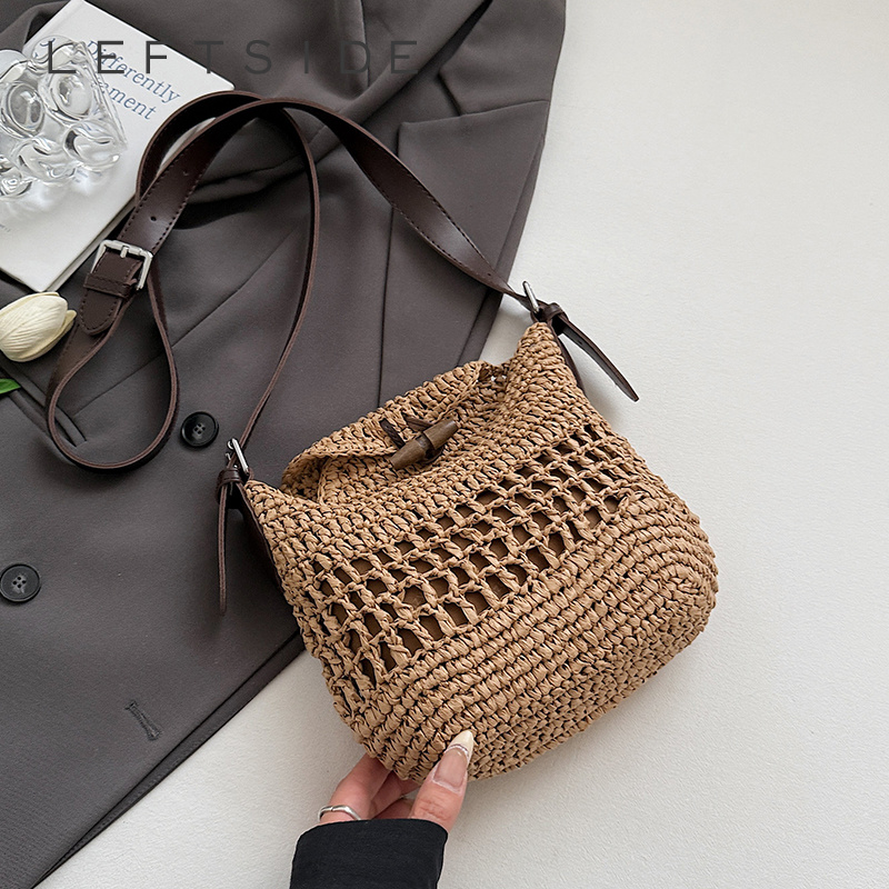 Small Woven Straw Bucket Bag L - огляд і ціна Crochet Bag Raffia