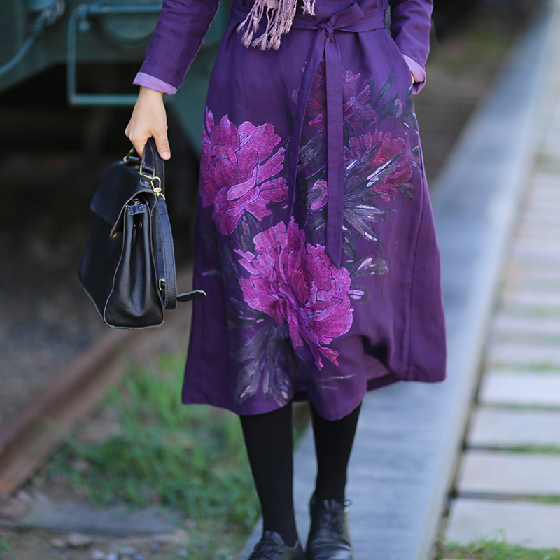 Warm Cotton Linen Peony Print  - огляд і ціна Linen Dress Wrap