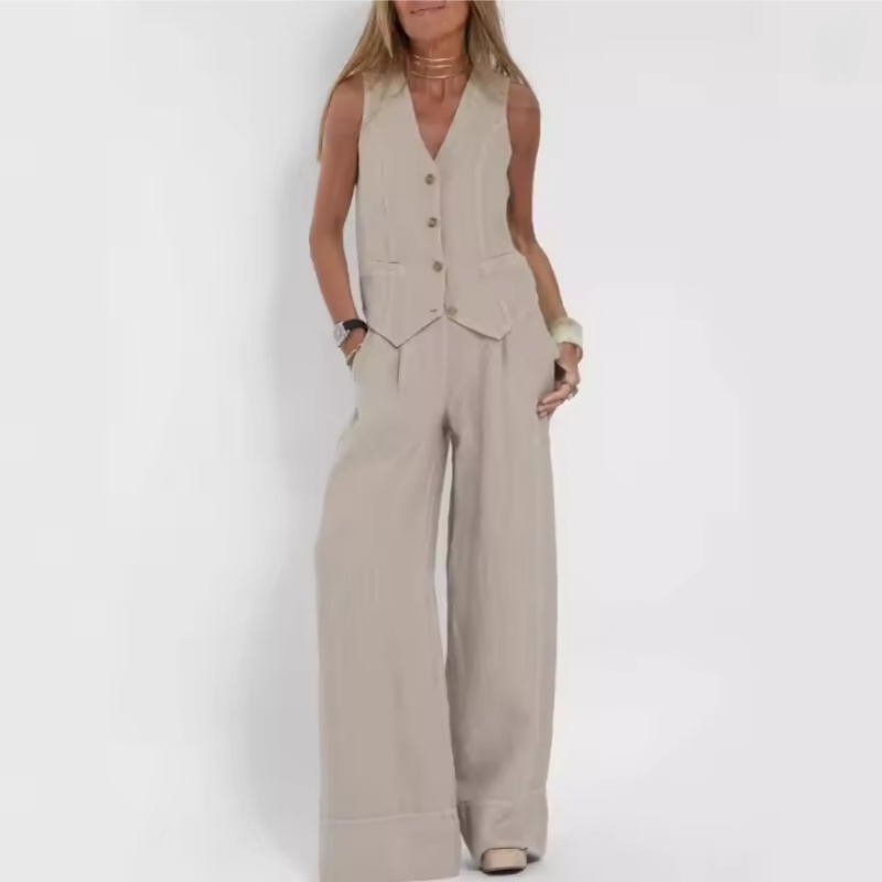 Womens Cotton Linen 2 Piece Se - огляд і ціна Linen Pant Wide