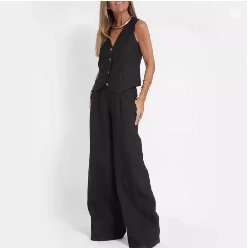 Womens Cotton Linen 2 Piece Se - огляд і ціна Linen Pant Wide