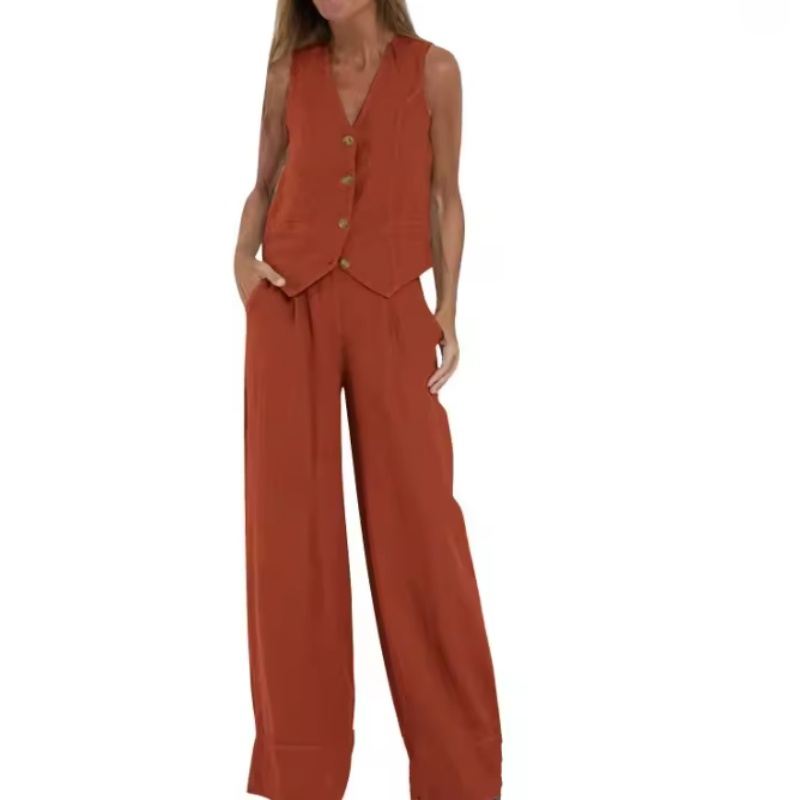 Womens Cotton Linen 2 Piece Se - огляд і ціна Linen Pant Wide