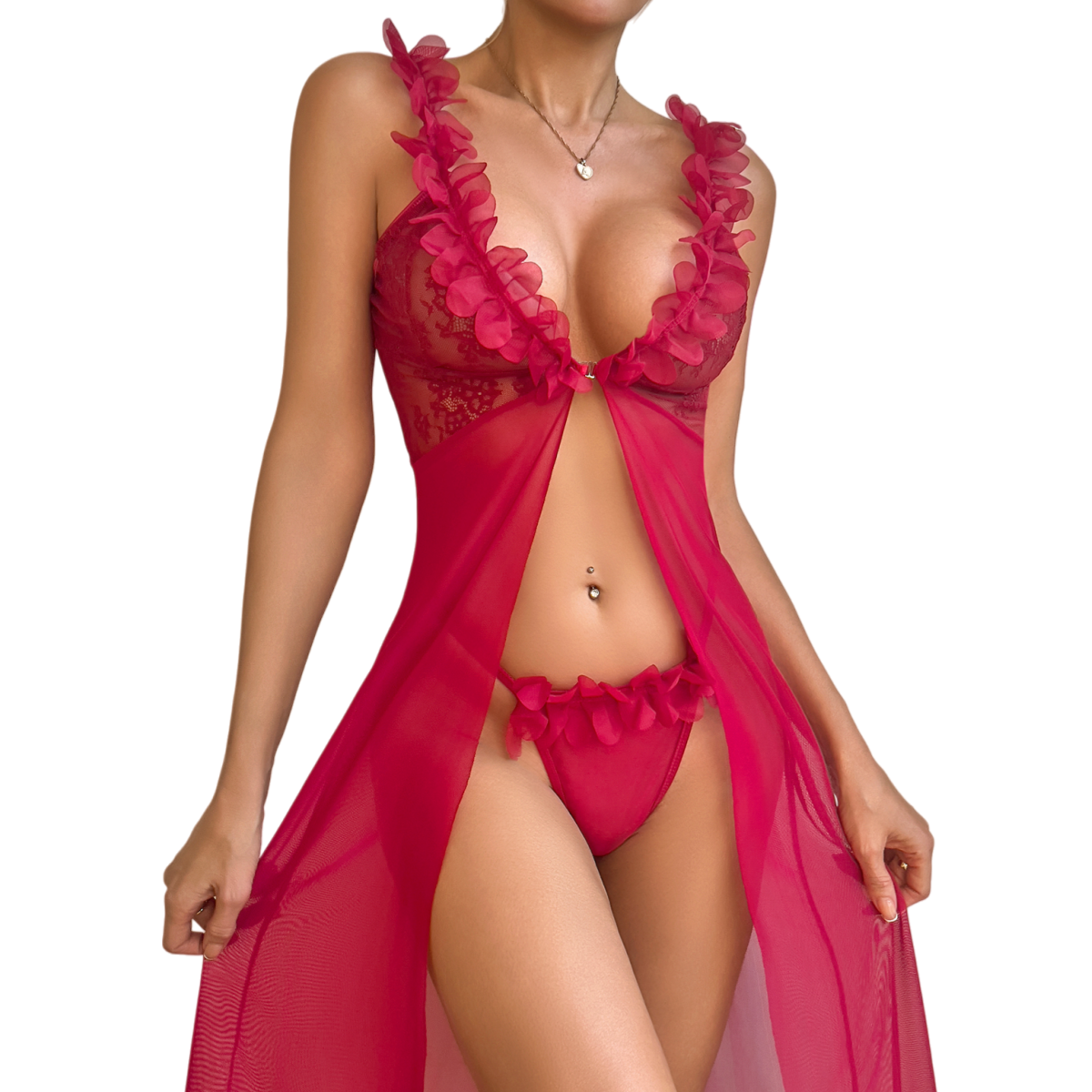Women's Sexy Red Lace Robe & T - огляд і ціна Kimono Sheer Floral