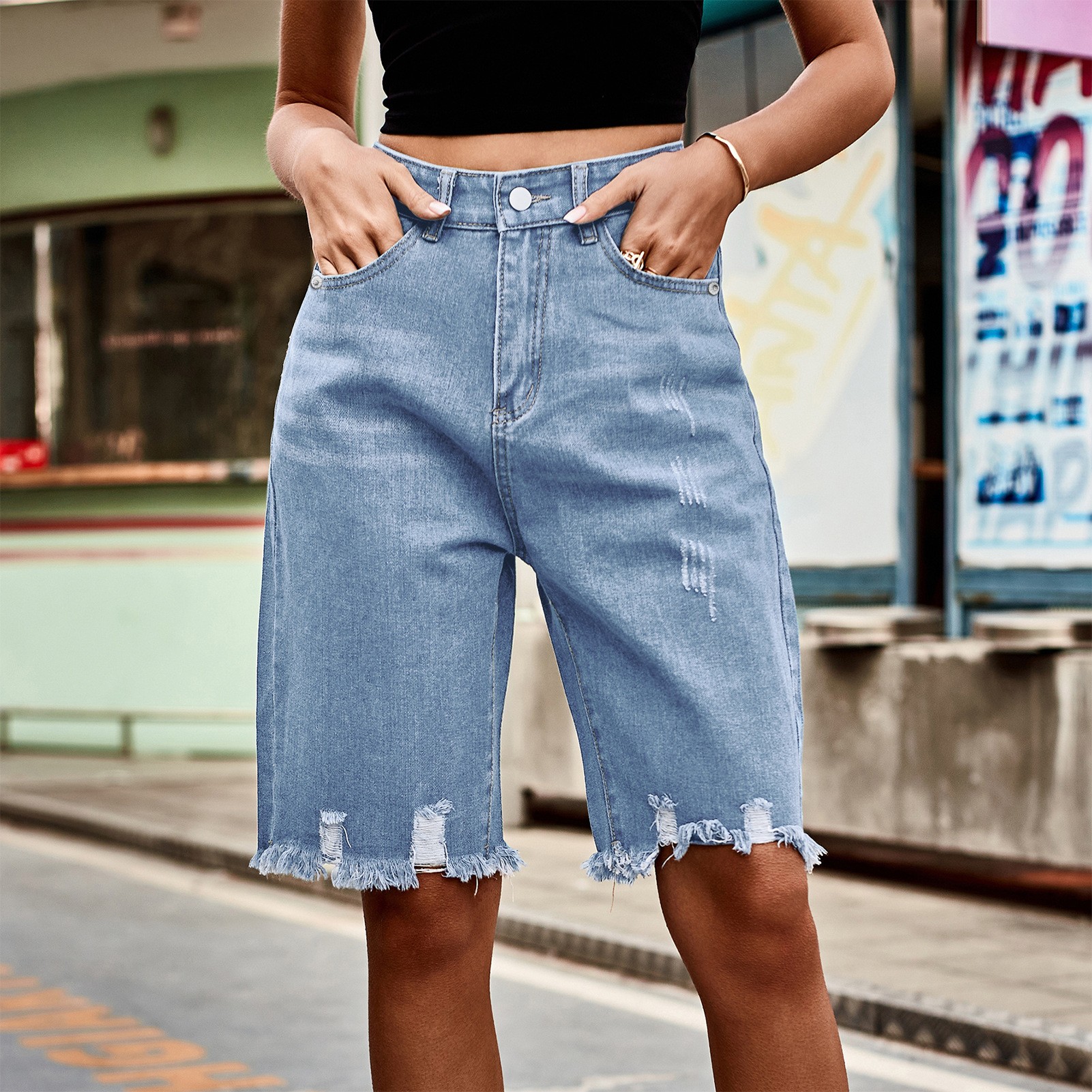 Summer Women's Clothing Distre - огляд і ціна Shorts Denim Frayed