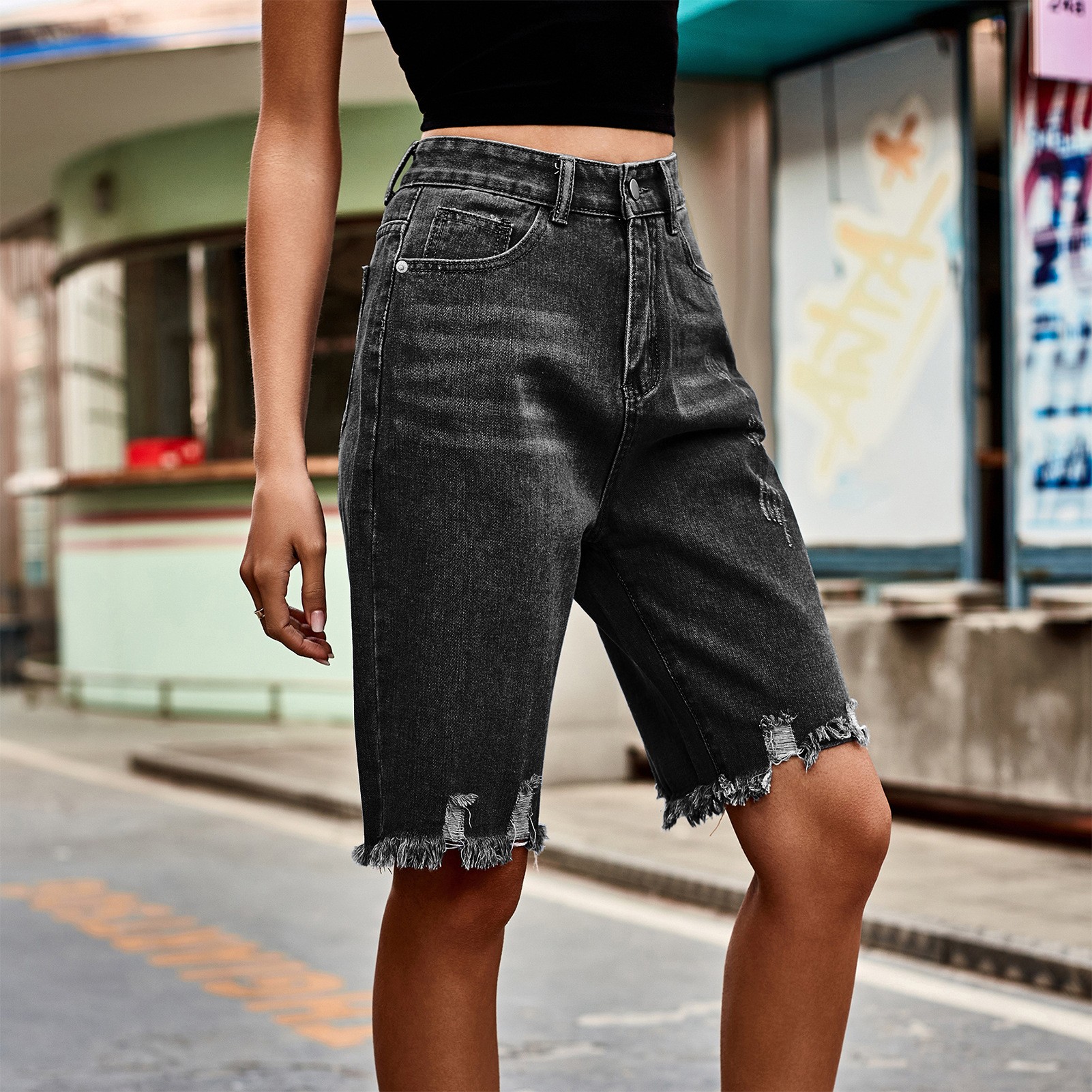 Summer Women's Clothing Distre - огляд і ціна Shorts Denim Frayed