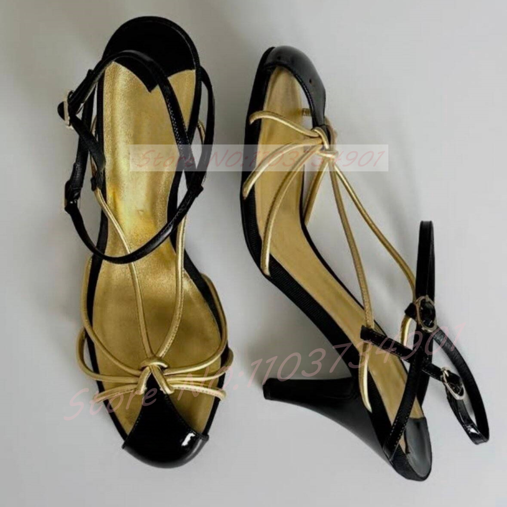 Gold Caged Strappy Knot Sandal - огляд і ціна Sandal Strappy Heeled